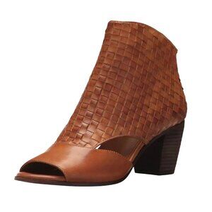 Patricia Nash Rosetta Peep Toe Ankle Boot Italian Leather Woven Size 6